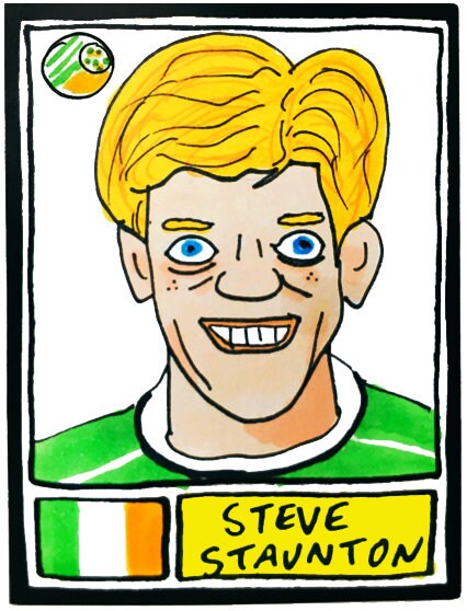 Ireland - No Score Draws Boys In Green Edition - A3 print of 36 hand-drawn Panini-style Rep of Ireland football icons - Cheapskate footy art