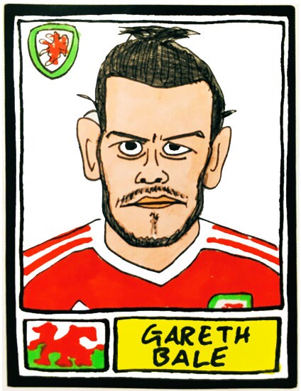 Wales - No Score Draws Cymru Edition - A3 print of 36 hand-drawn Panini-style Wales football icons - Cheapskate footy art
