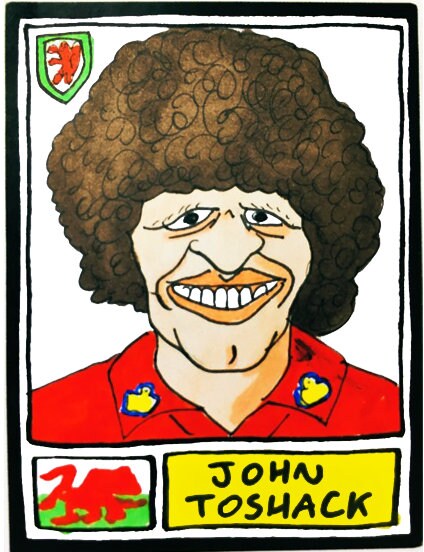 Wales - No Score Draws Cymru Edition - A3 print of 36 hand-drawn Panini-style Wales football icons - Cheapskate footy art