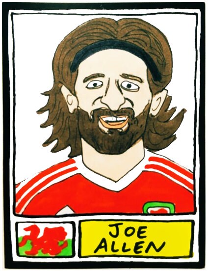Wales - No Score Draws Cymru Edition - A3 print of 36 hand-drawn Panini-style Wales football icons - Cheapskate footy art