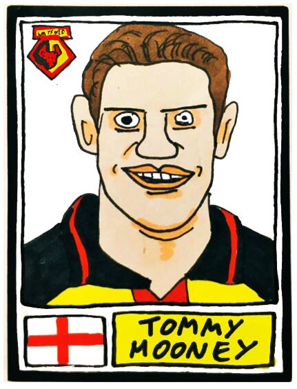 Watford - No Score Draws Hornets Edition - A3 print of 36 hand-drawn Panini-style football sticker legends - Cheapskate football art