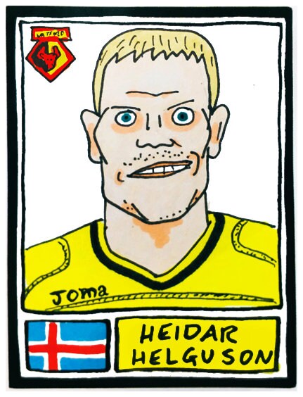 Watford - No Score Draws Hornets Edition - A3 print of 36 hand-drawn Panini-style football sticker legends - Cheapskate football art