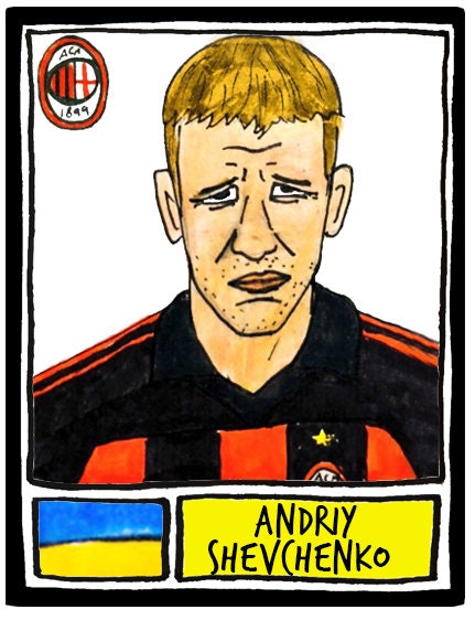 AC Milan - No Score Draws Rossoneri Edition - A3 print of 36 hand-drawn Panini-style football sticker legends - Cheapskate football art