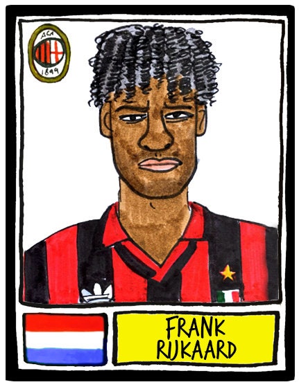 AC Milan - No Score Draws Rossoneri Edition - A3 print of 36 hand-drawn Panini-style football sticker legends - Cheapskate football art