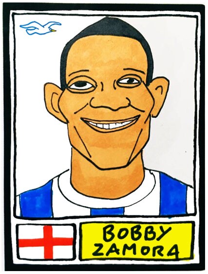 Brighton - No Score Draws Seagulls Edition - A3 print of 36 hand-drawn Panini-style Brighton legends - Cheapskate football art