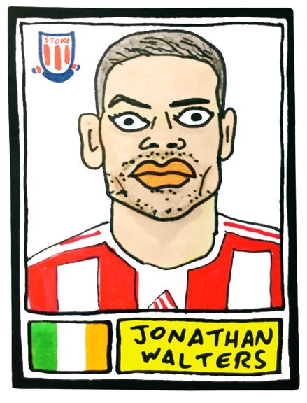 Stoke City Vol 1 - No Score Draws Potters Edition - A3 print of 36 hand-drawn Panini-style SCFC Icons - Cheapskate football art