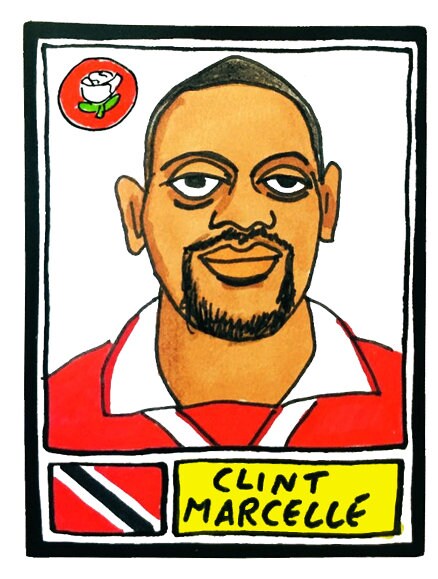 Barnsley - No Score Draws Tykes Edition - A3 print of 36 hand-drawn Panini-sticker-style Barnsley icons - Cheapskate football art