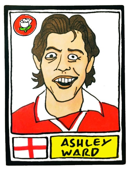 Barnsley - No Score Draws Tykes Edition - A3 print of 36 hand-drawn Panini-sticker-style Barnsley icons - Cheapskate football art