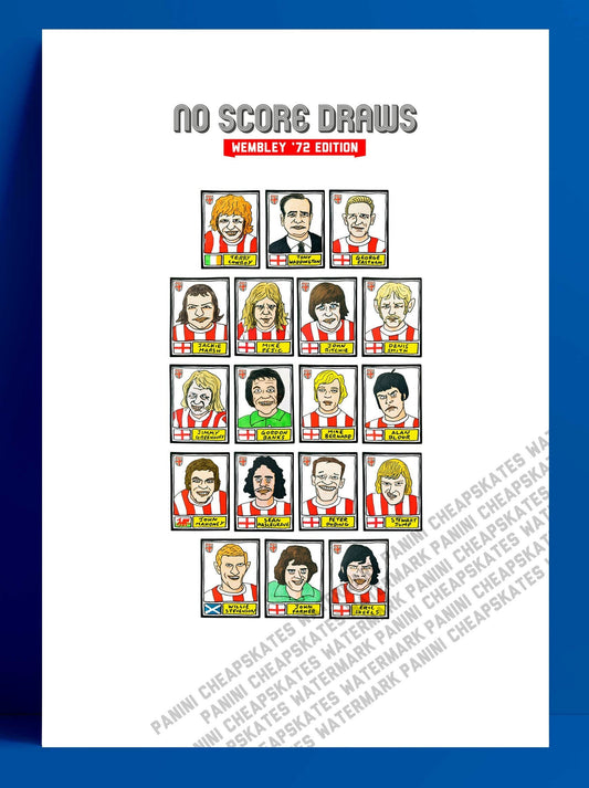 Stoke City Vol 2 - No Score Draws Wembley '72 Edition - A3 print of 18 hand-drawn Panini-style SCFC Icons - 1972 League Cup Winners