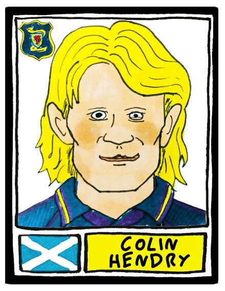 England v Scotland Euro 96 - A3 print - Wonky hand-drawn Panini-style drawings commemorating the Euro '96 clash between England and Scotland