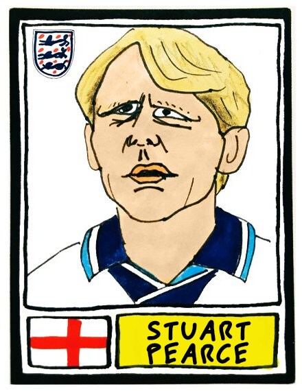 England v Scotland Euro 96 - A3 print - Wonky hand-drawn Panini-style drawings commemorating the Euro '96 clash between England and Scotland