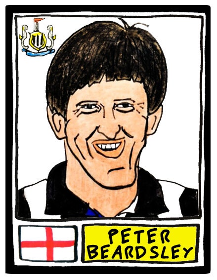 Newcastle United - No Score Draws Toon Edition - A3 print of 36 hand-drawn Panini-style football sticker legends - Cheapskate football art