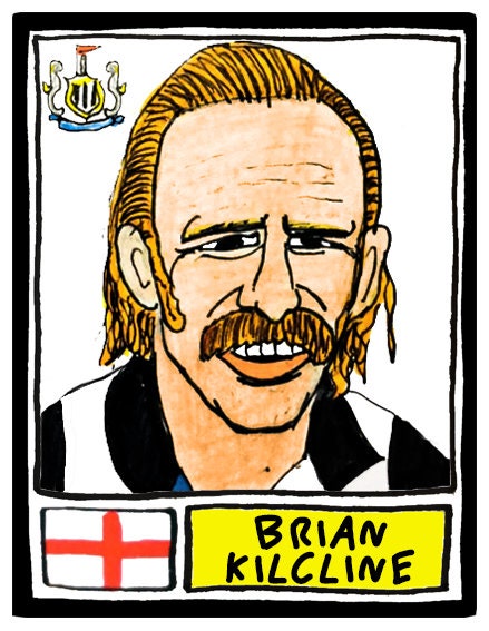 Newcastle United - No Score Draws Toon Edition - A3 print of 36 hand-drawn Panini-style football sticker legends - Cheapskate football art