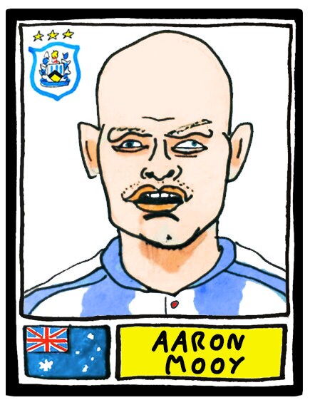 Huddersfield Town - No Score Draws Terriers Edition - A3 print of 36 hand-drawn Panini-style HTAFC sticker legends - Cheapskate football art