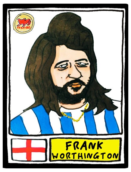 Huddersfield Town - No Score Draws Terriers Edition - A3 print of 36 hand-drawn Panini-style HTAFC sticker legends - Cheapskate football art