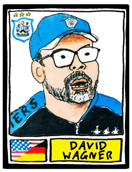 Huddersfield Town - No Score Draws Terriers Edition - A3 print of 36 hand-drawn Panini-style HTAFC sticker legends - Cheapskate football art