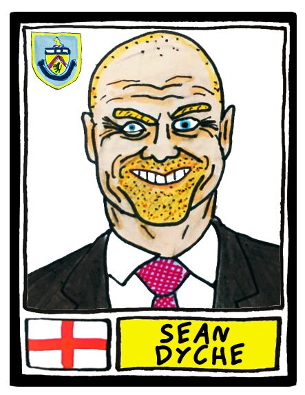 Burnley - No Score Draws Clarets Edition - A3 print of 36 hand-drawn Panini-style Burnley FC football legends - Cheapskate football art