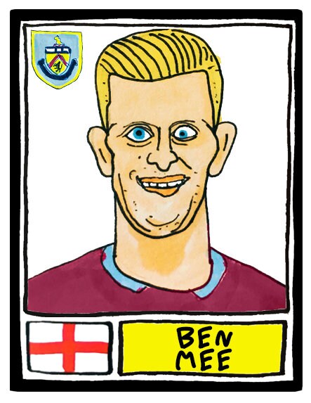 Burnley - No Score Draws Clarets Edition - A3 print of 36 hand-drawn Panini-style Burnley FC football legends - Cheapskate football art