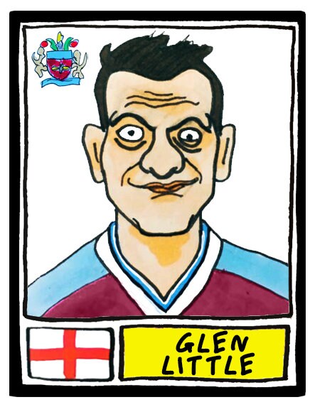 Burnley - No Score Draws Clarets Edition - A3 print of 36 hand-drawn Panini-style Burnley FC football legends - Cheapskate football art