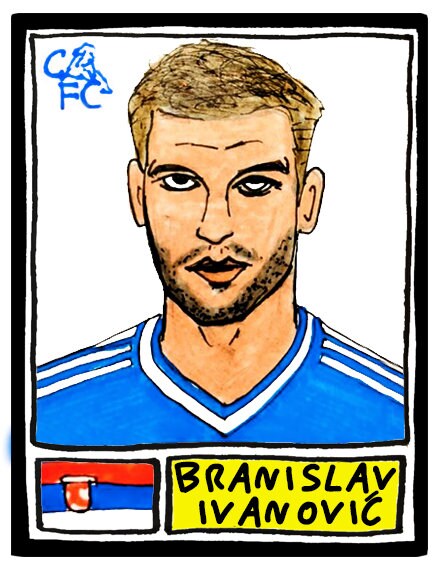 Chelsea - No Score Draws Stamford Bridge Edition - A3 print of 36 hand-drawn Panini-style football sticker legends - Cheapskate football art