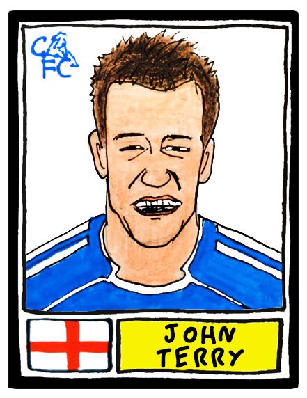 Chelsea - No Score Draws Stamford Bridge Edition - A3 print of 36 hand-drawn Panini-style football sticker legends - Cheapskate football art