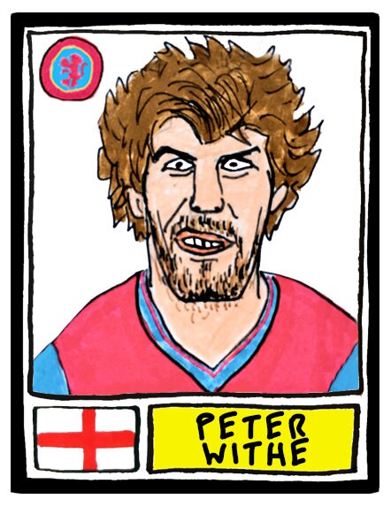 Aston Villa - No Score Draws Villans Edition - A3 print of 36 hand-drawn Panini-style football sticker legends - Cheapskate football art