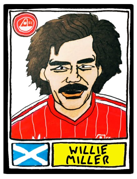 Aberdeen - No Score Draws Pittodrie Edition - A3 print of 36 hand-drawn Panini-style Aberdeen FC football legends - Cheapskate football art