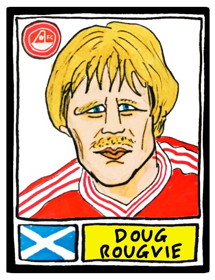 Aberdeen - No Score Draws Pittodrie Edition - A3 print of 36 hand-drawn Panini-style Aberdeen FC football legends - Cheapskate football art