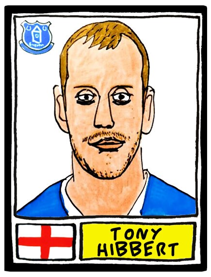 Everton - No Score Draws Toffees Edition - A3 print of 36 hand-drawn Panini-style football sticker legends - Cheapskate football art