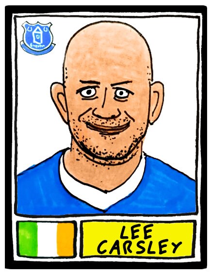 Everton - No Score Draws Toffees Edition - A3 print of 36 hand-drawn Panini-style football sticker legends - Cheapskate football art