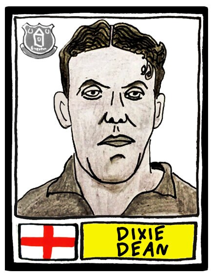 Everton - No Score Draws Toffees Edition - A3 print of 36 hand-drawn Panini-style football sticker legends - Cheapskate football art