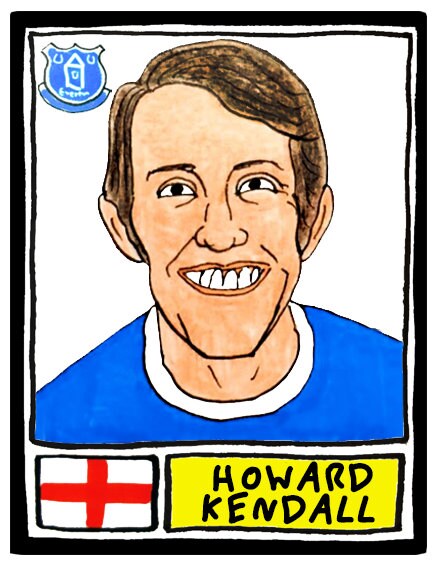 Everton - No Score Draws Toffees Edition - A3 print of 36 hand-drawn Panini-style football sticker legends - Cheapskate football art
