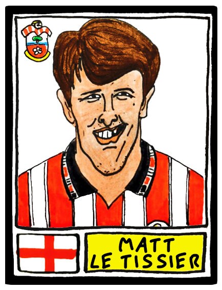 Southampton - No Score Draws Saints Edition - A3 print of 36 hand-drawn Panini-style football legends - Cheapskate football art