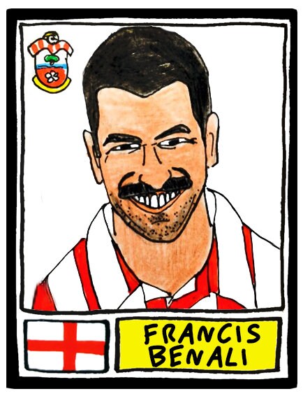 Southampton - No Score Draws Saints Edition - A3 print of 36 hand-drawn Panini-style football legends - Cheapskate football art