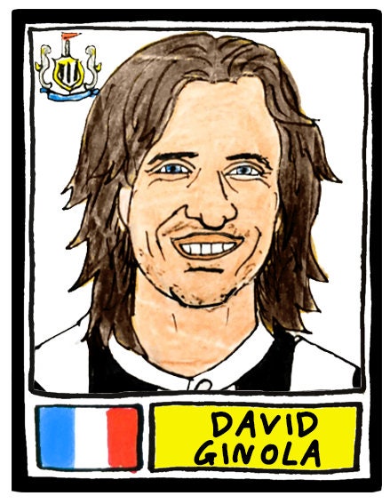 Newcastle United - No Score Draws Toon Edition - A3 print of 36 hand-drawn Panini-style football sticker legends - Cheapskate football art