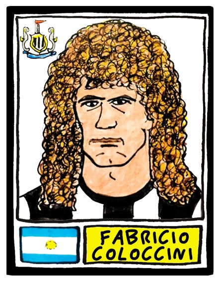 Newcastle United - No Score Draws Toon Edition - A3 print of 36 hand-drawn Panini-style football sticker legends - Cheapskate football art