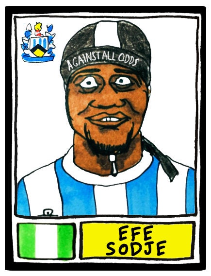 Huddersfield Town - No Score Draws Terriers Edition - A3 print of 36 hand-drawn Panini-style HTAFC sticker legends - Cheapskate football art