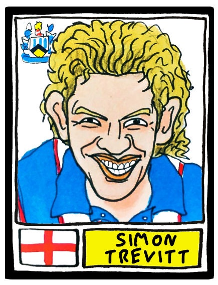 Huddersfield Town - No Score Draws Terriers Edition - A3 print of 36 hand-drawn Panini-style HTAFC sticker legends - Cheapskate football art