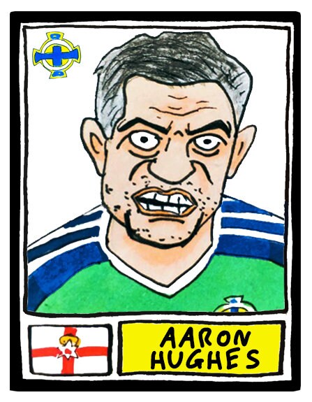 Northern Ireland - No Score Draws Norn Iron Edition - A3 print of 36 hand-drawn Panini-style football legends - Cheapskate football art