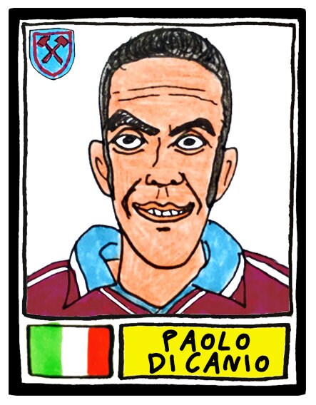 West Ham - No Score Draws Irons Edition - A3 print of 36 hand-drawn Panini-style football sticker legends - Cheapskate football art