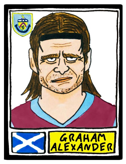 Burnley - No Score Draws Clarets Edition - A3 print of 36 hand-drawn Panini-style Burnley FC football legends - Cheapskate football art