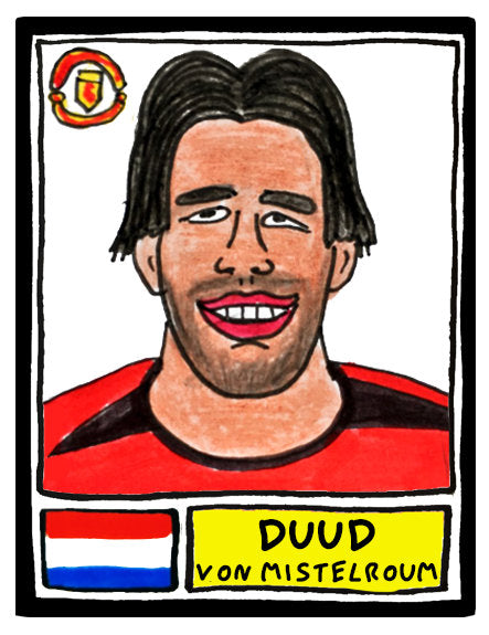 Definitely NOT Man United - No Score Draws Man Red Edition - A3 print of 36 hand-drawn Panini-style NOT Man Utd football legends