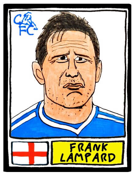 Chelsea - No Score Draws Stamford Bridge Edition - A3 print of 36 hand-drawn Panini-style football sticker legends - Cheapskate football art