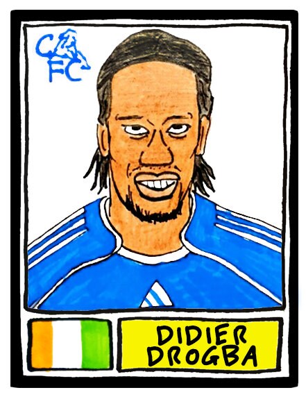 Chelsea - No Score Draws Stamford Bridge Edition - A3 print of 36 hand-drawn Panini-style football sticker legends - Cheapskate football art