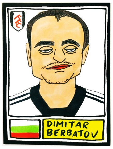 Fulham Volume 1 - No Score Draws Cottagers Edition - A3 print of 36 hand-drawn Panini-sticker-style Fulham icons - Cheapskate football art