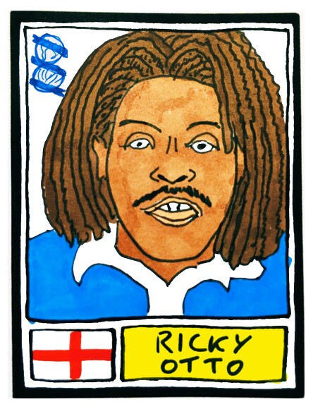 Birmingham City - No Score Draws Blues Edition - A3 print of 36 hand-drawn Panini-style footy sticker legends - Cheapskate football art