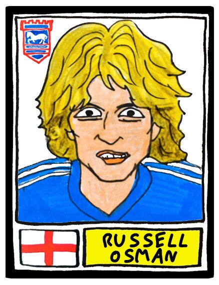 Ipswich Town - No Score Draws Tractor Boys Edition - A3 print of 36 hand-drawn Panini-style footy sticker legends - Cheapskate football art