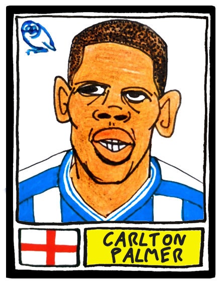 Sheffield Wednesday - No Score Draws Owls Edition - A3 print of 36 hand-drawn Panini-style football sticker icons - Cheapskate football art