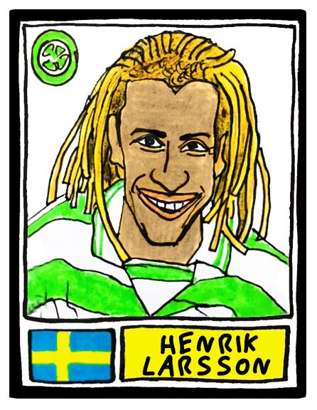 Celtic Volume 1 - No Score Draws Bhoys Edition - A3 print of 36 hand-drawn Panini-style football legends - Cheapskate football art