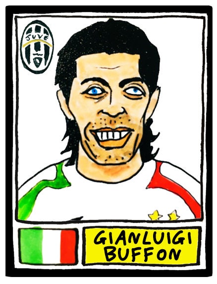 Juventus - No Score Draws Juve Edition - A3 print of 36 hand-drawn Panini-style Juventus FC football legends - Cheapskate football art